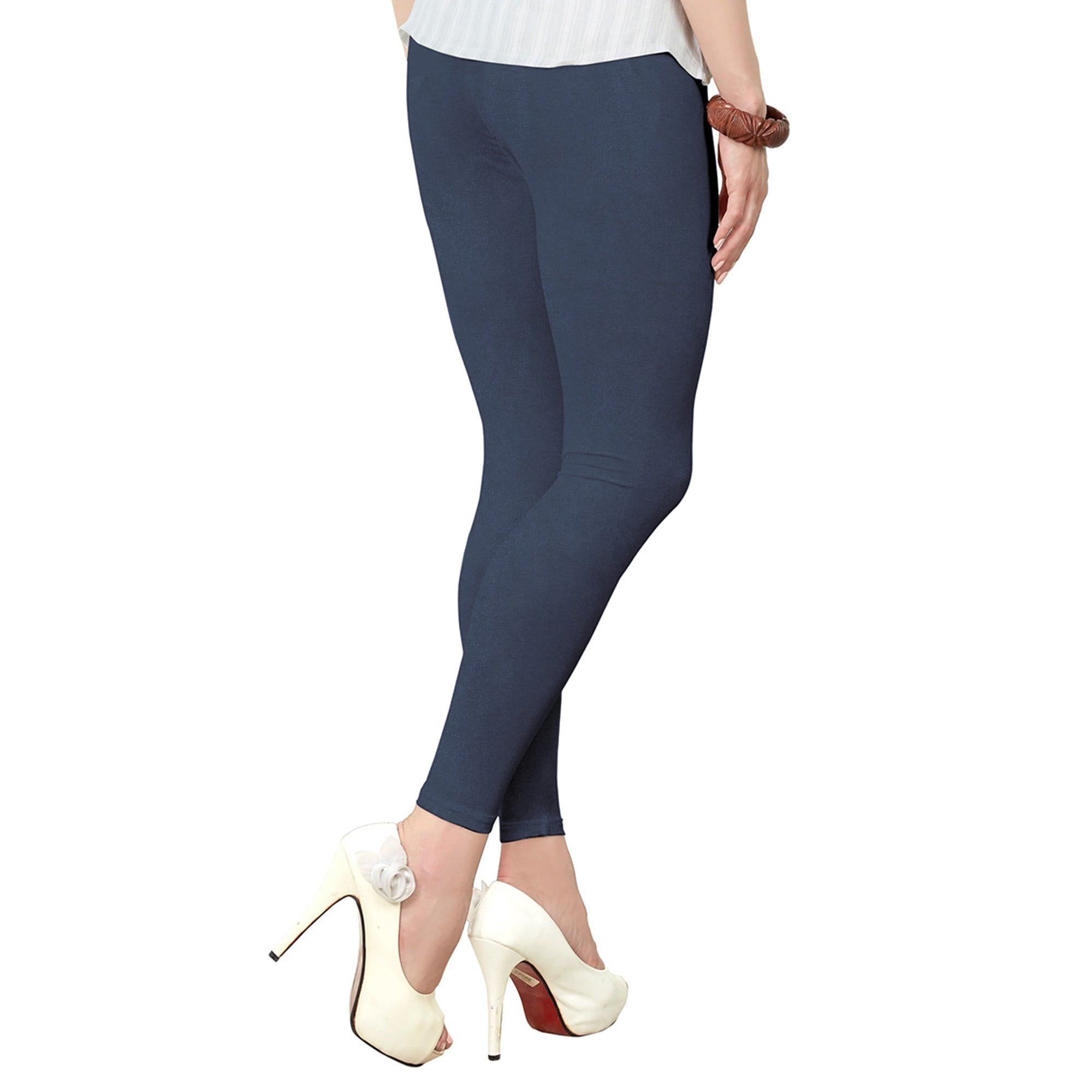Navy Blue Pure Cotton Ankle Length Leggings