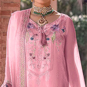 Pink Embroidered Georgette Pakistani Suit