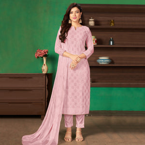 Pink Sequins Embroidered Georgette Suit