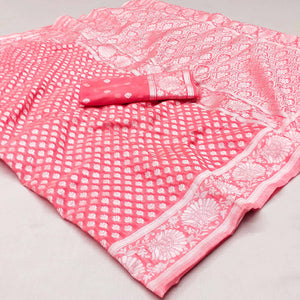 Gajari Pink Woven Cotton Silk Saree