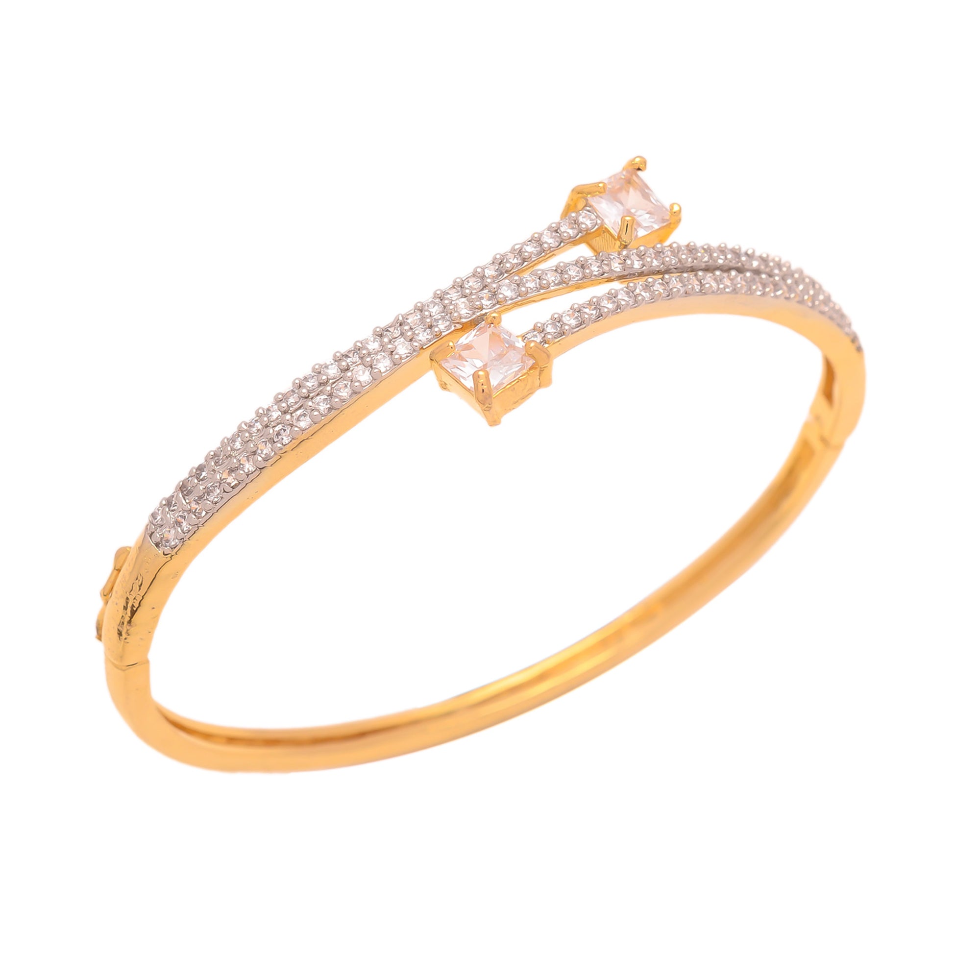 Gold Polish American Diamond Sleek Bracelet