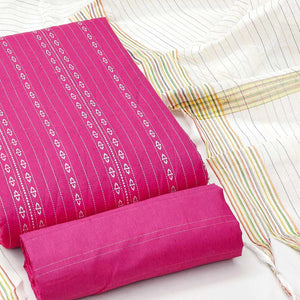 Pink Embroidered Cotton Blend Dress Material