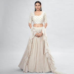 Beige Embroidered Georgette Lehenga Choli