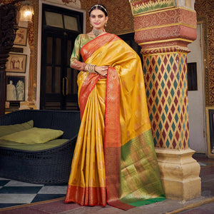 Yellow Woven Tissue Saree