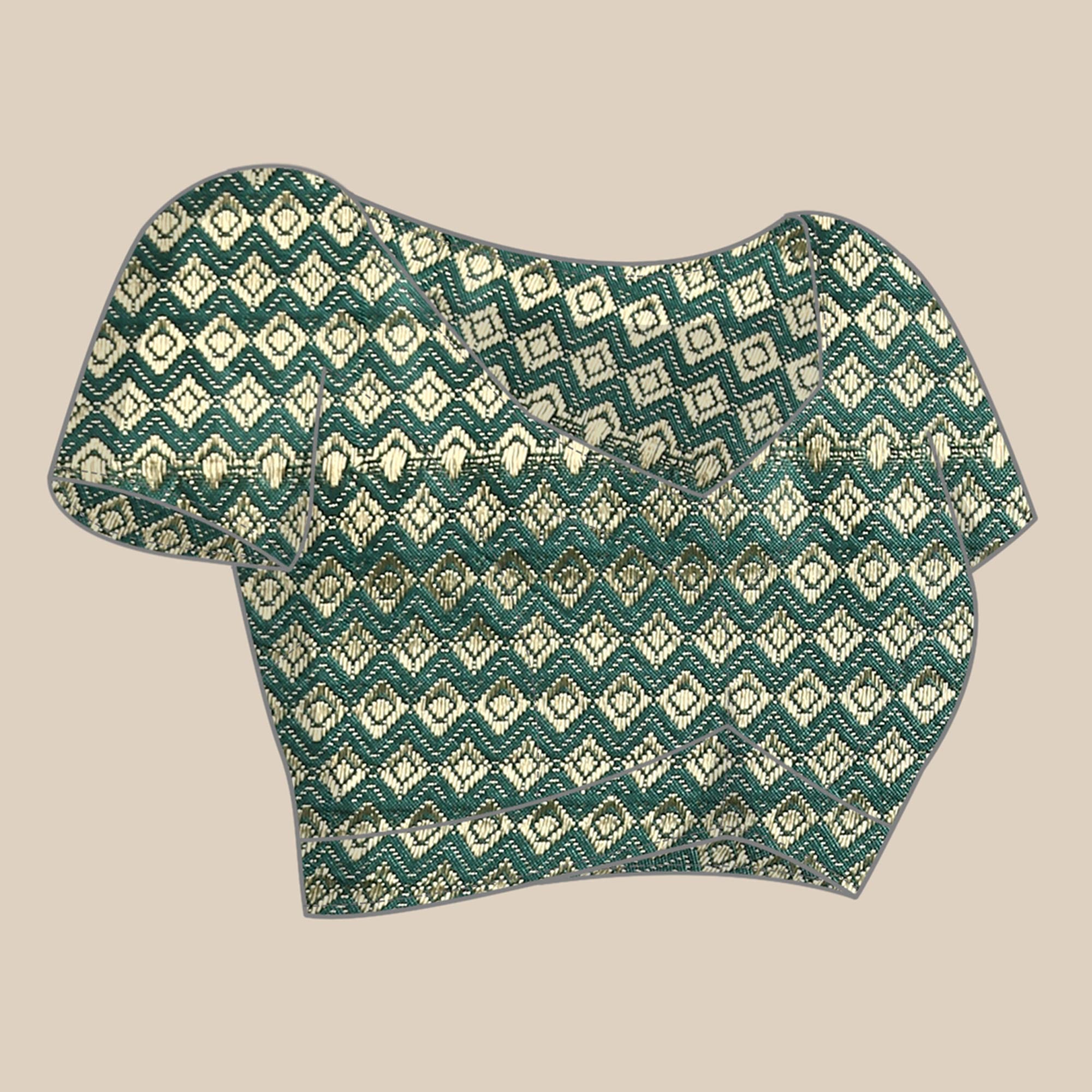 Green Foil Printed With Fancy Border Chiffon Saree