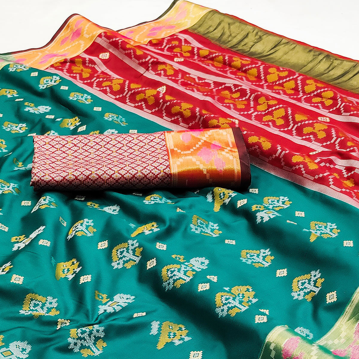 Rama Green Woven Jacquard Patola Saree