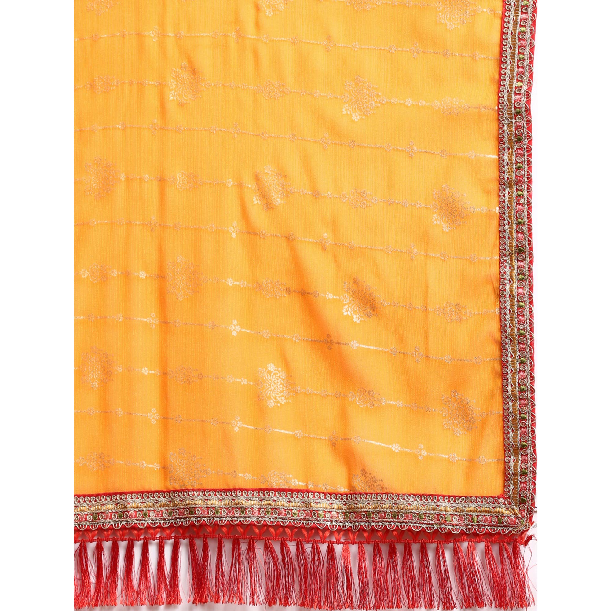 Yellow Foil Printed With Fancy Border Zomato Silk Saree