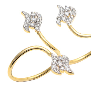Gold Polish Double Finger Adjustable Ring
