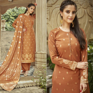 Brown Woven Viscose Kurti With Dupatta