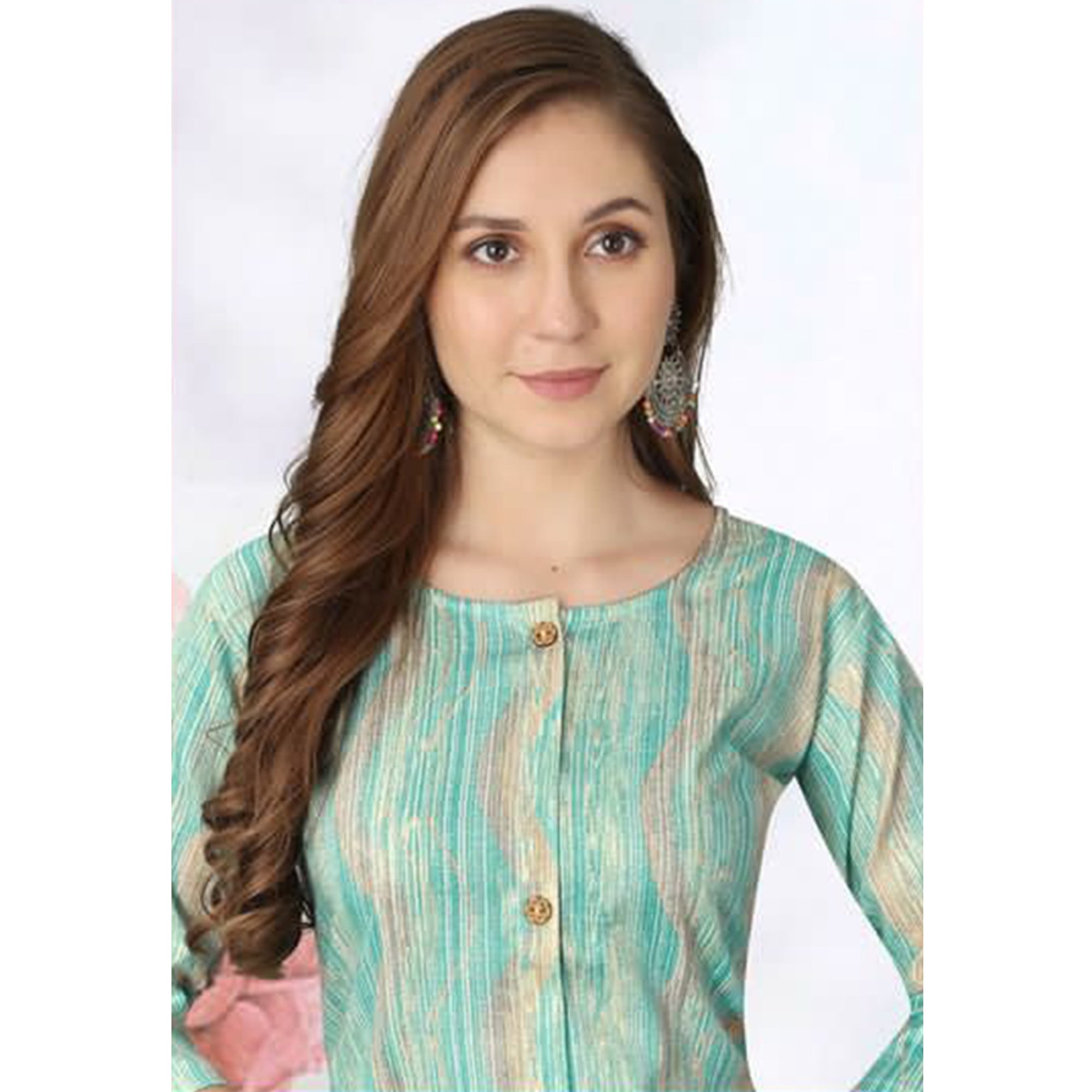 Blue Foil Printed Rayon Kurti