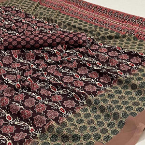 Wine Floral Digital Printed Georgette Saree