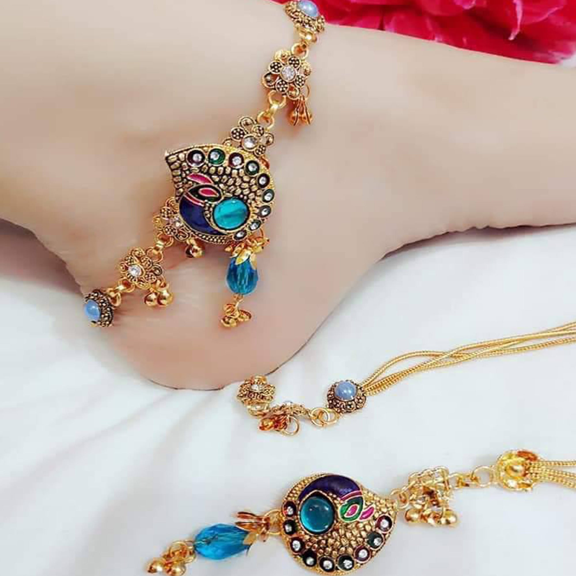 Oxodized Multi Strand Anklets for women