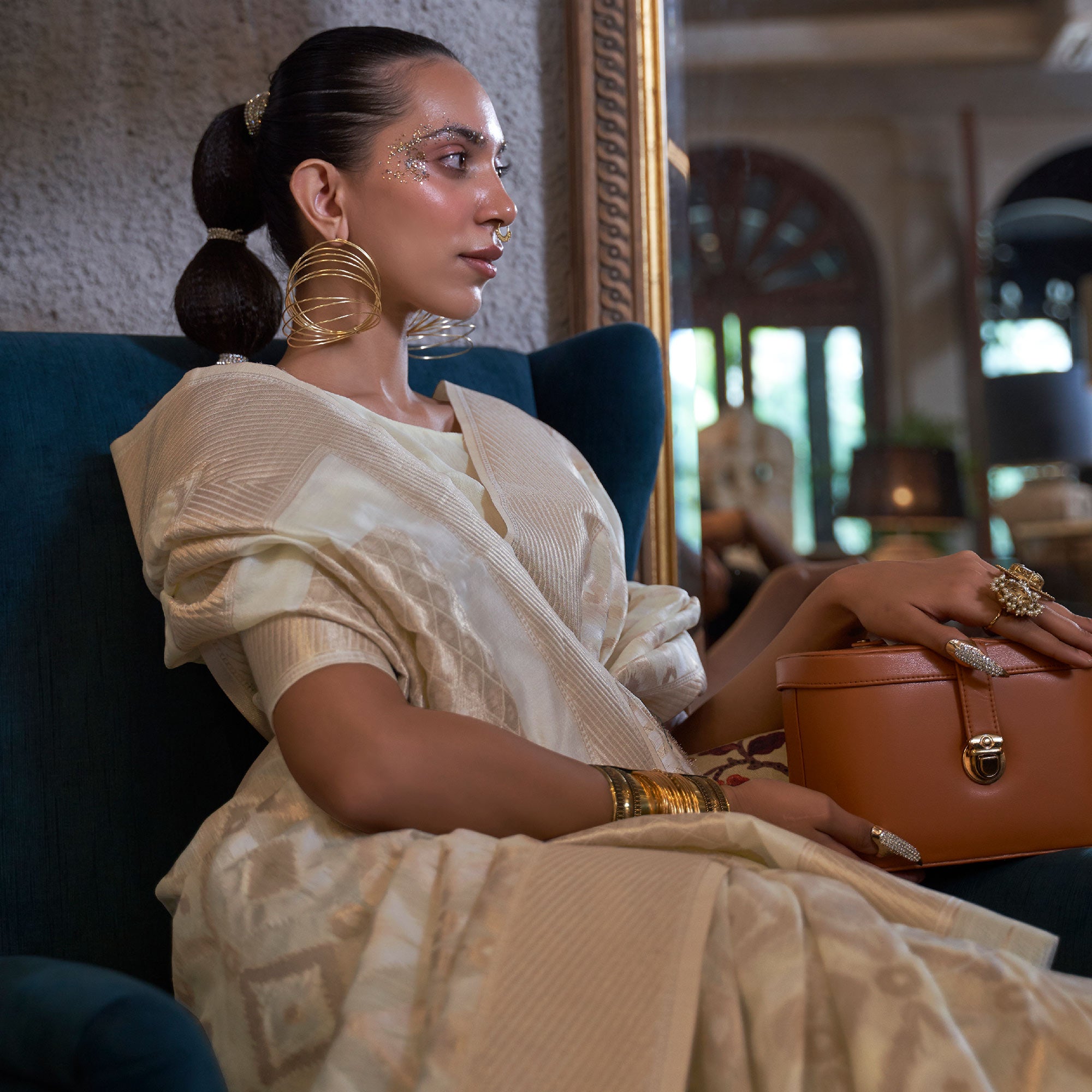 Off White Woven Art Silk Saree