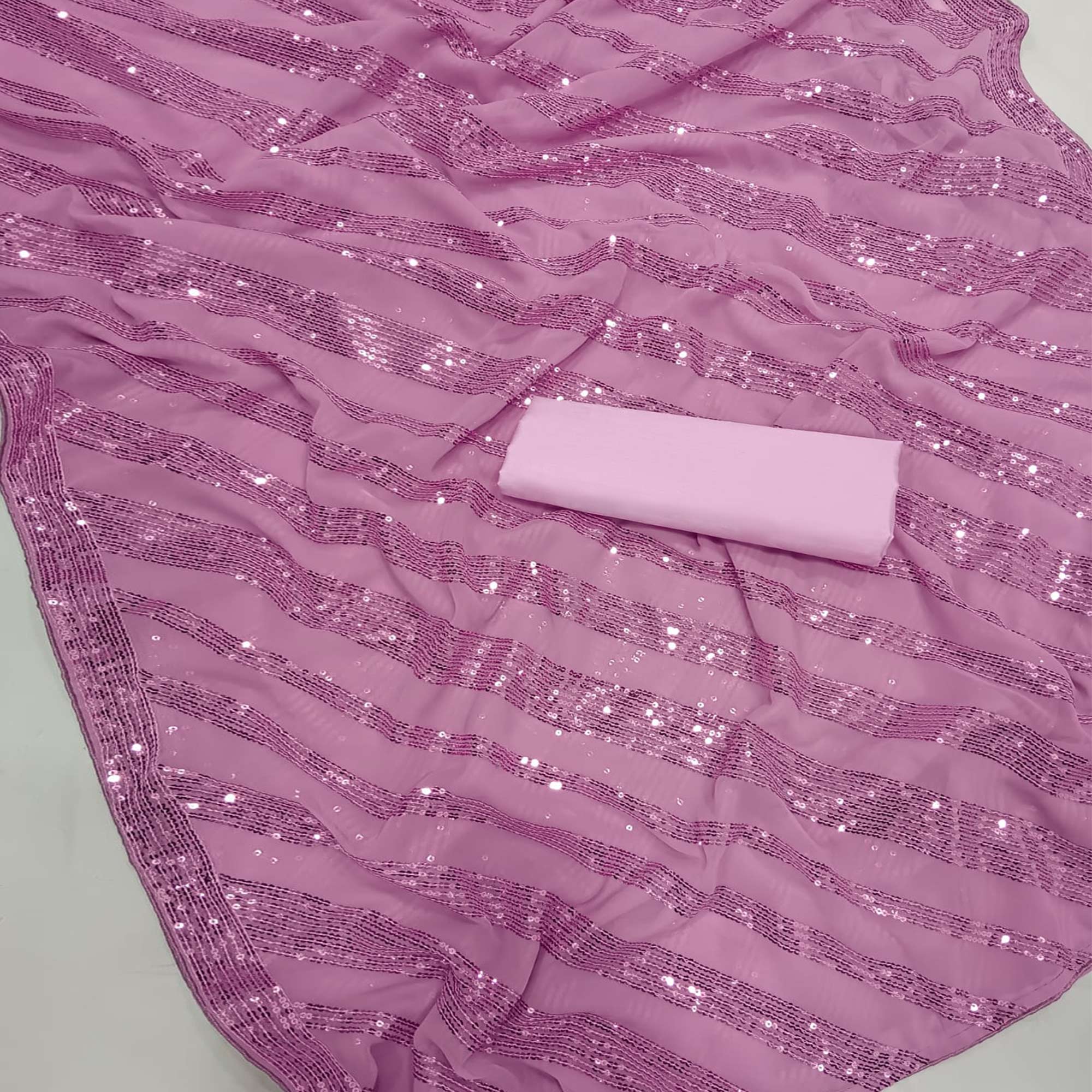 Pink Sequins Embroidered Georgette Saree