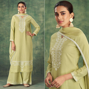 Green Floral Lucknowi Rayon Palazzo Suit