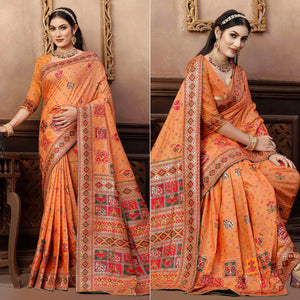 Orange Woven With Gota Patti Work Pashmina Saree