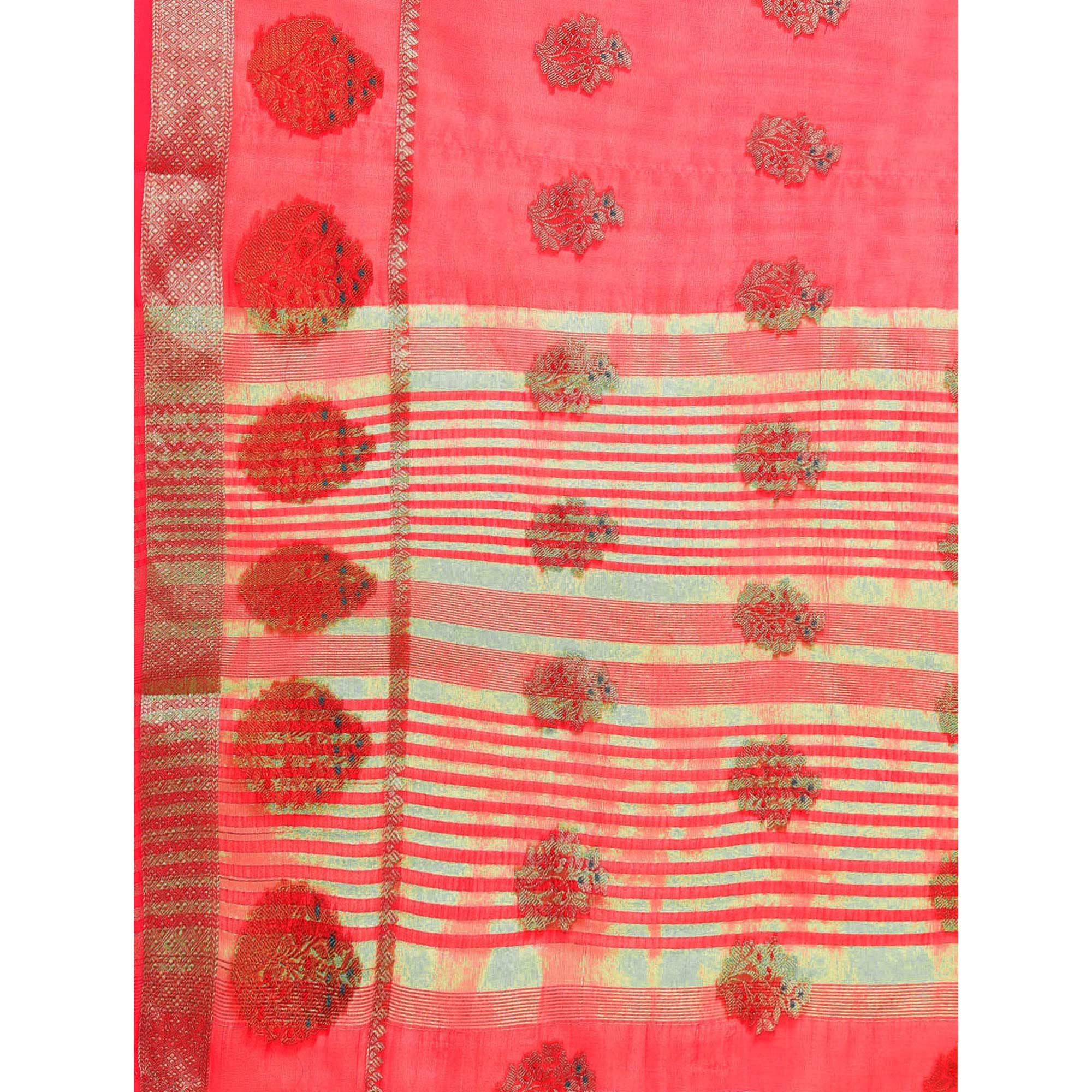 Red Woven Organza Saree