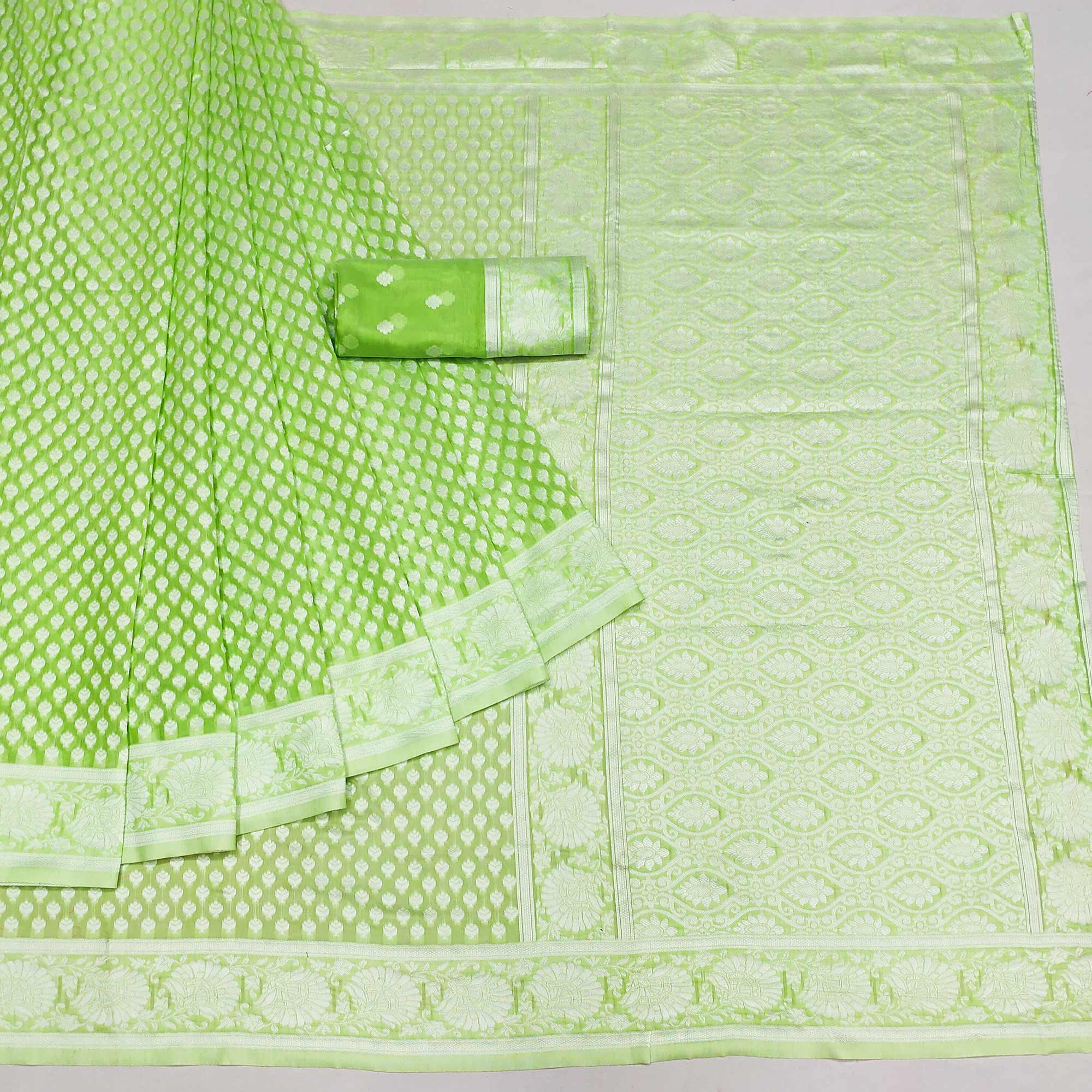 Green Woven Cotton Silk Saree