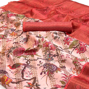 Pink Digital Printed Cotton Silk Saree