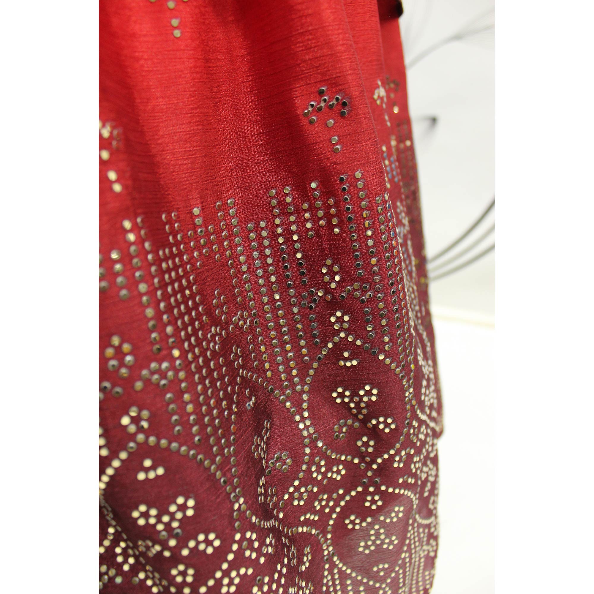 Orange & Wine Embellished Mirror Work Georgette Lehenga Choli