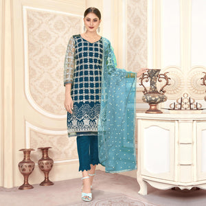 Morpich Sequins Embroidered Net Semi Stitched Suit