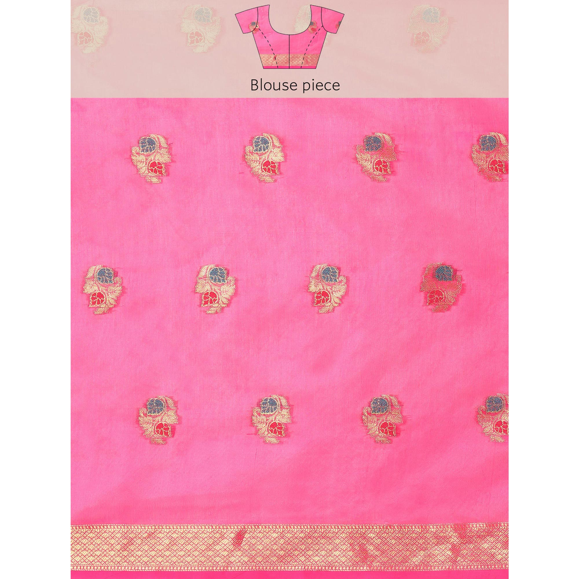 Rani Pink Woven Organza Saree