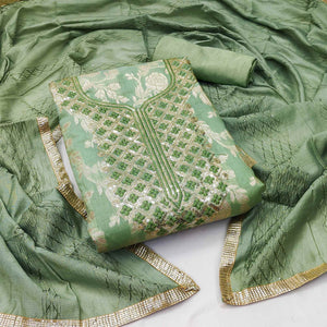 Green Woven With Sequins Work Modal Dress Material