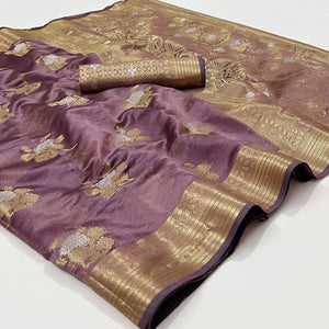 Mauve Woven Organza Saree