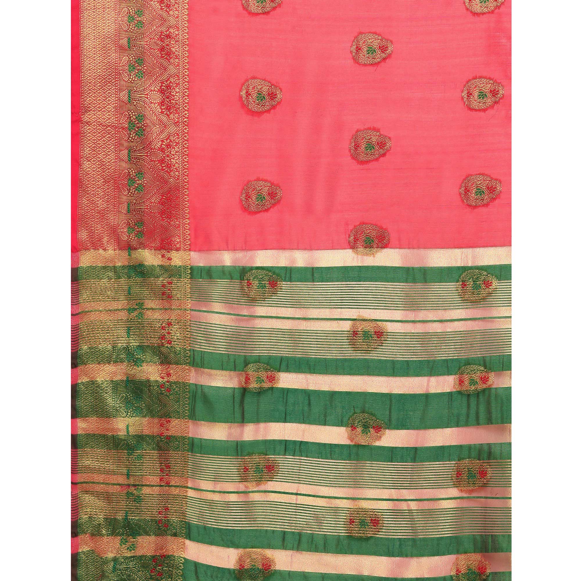 Rani Pink Woven Organza Saree