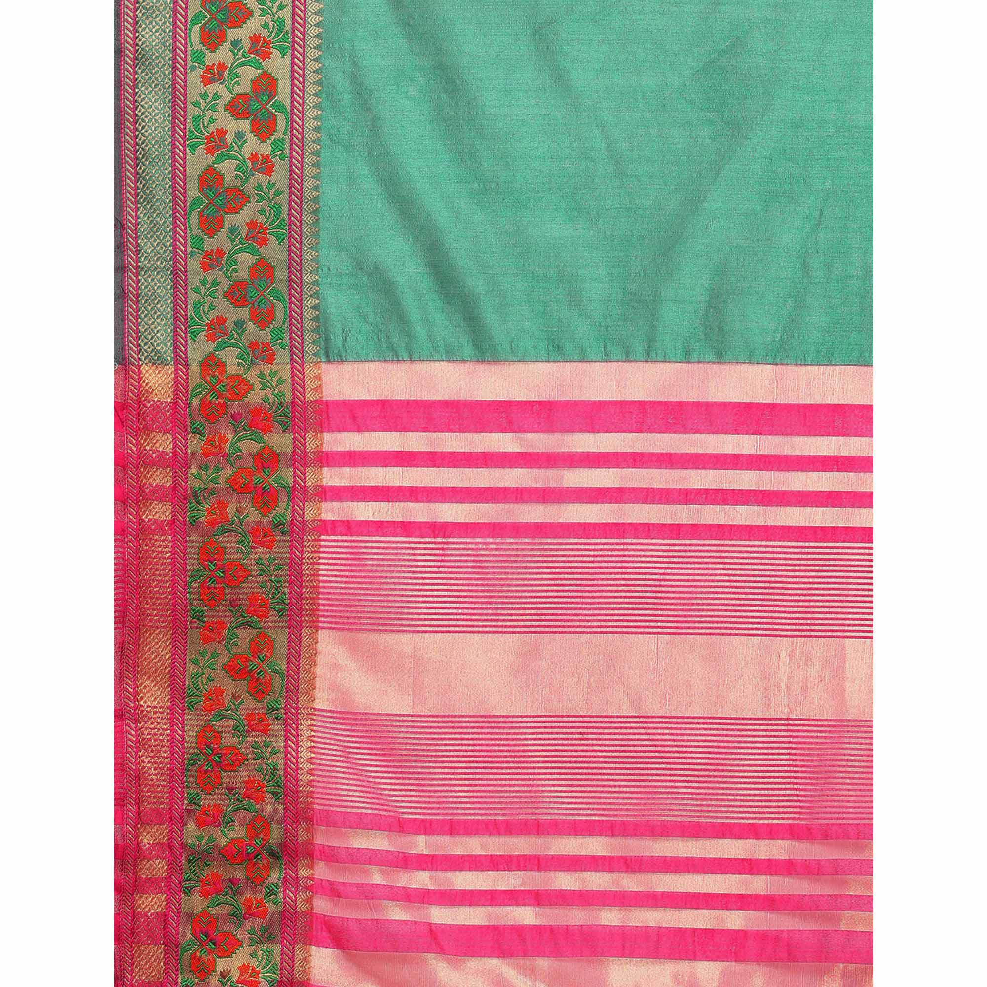 Rama Woven Cotton Silk Saree