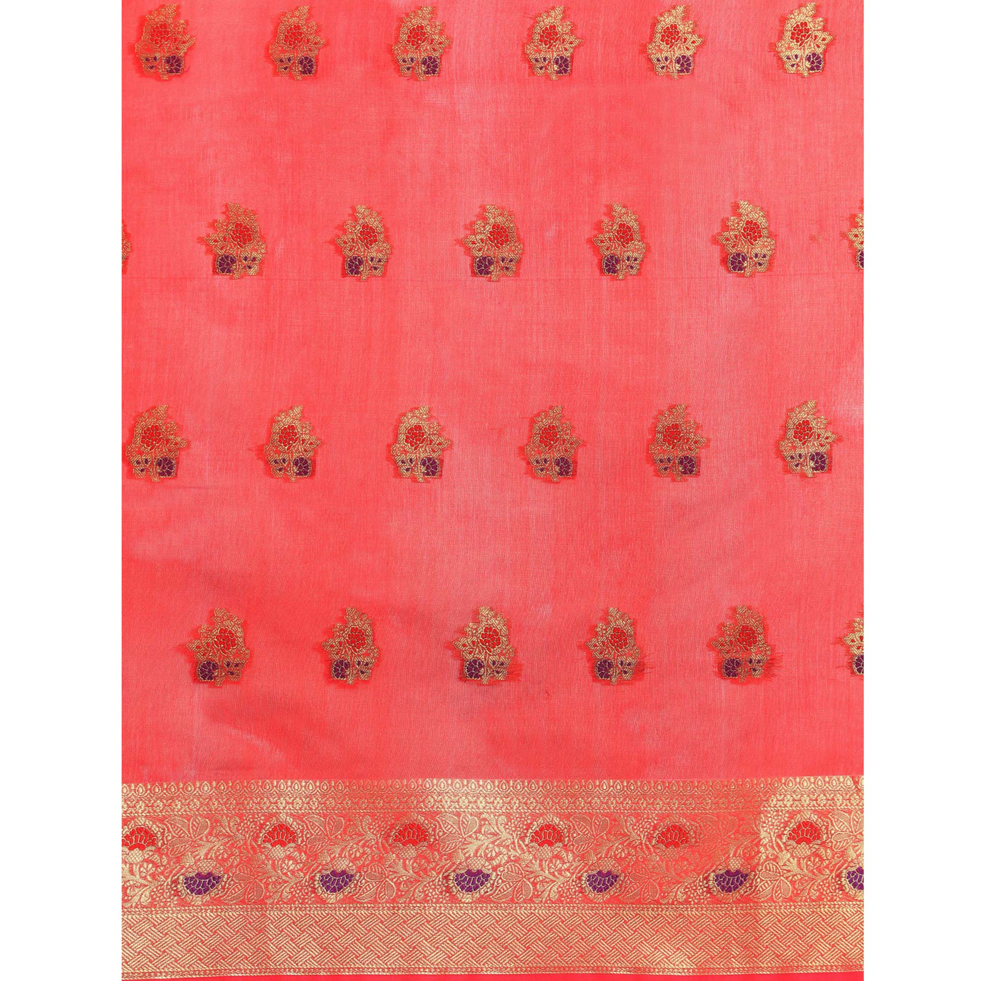 Rani Pink Woven Organza Saree