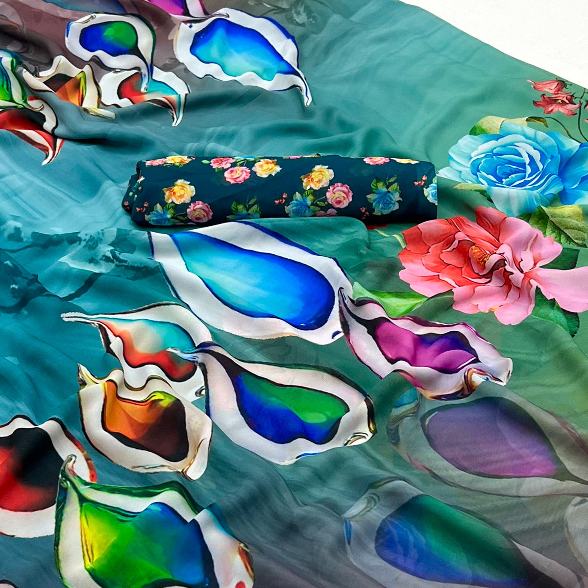 Multicolor Digital Printed Georgette Saree