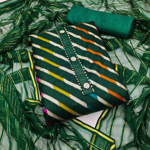 Green Woven Organza Dress Material