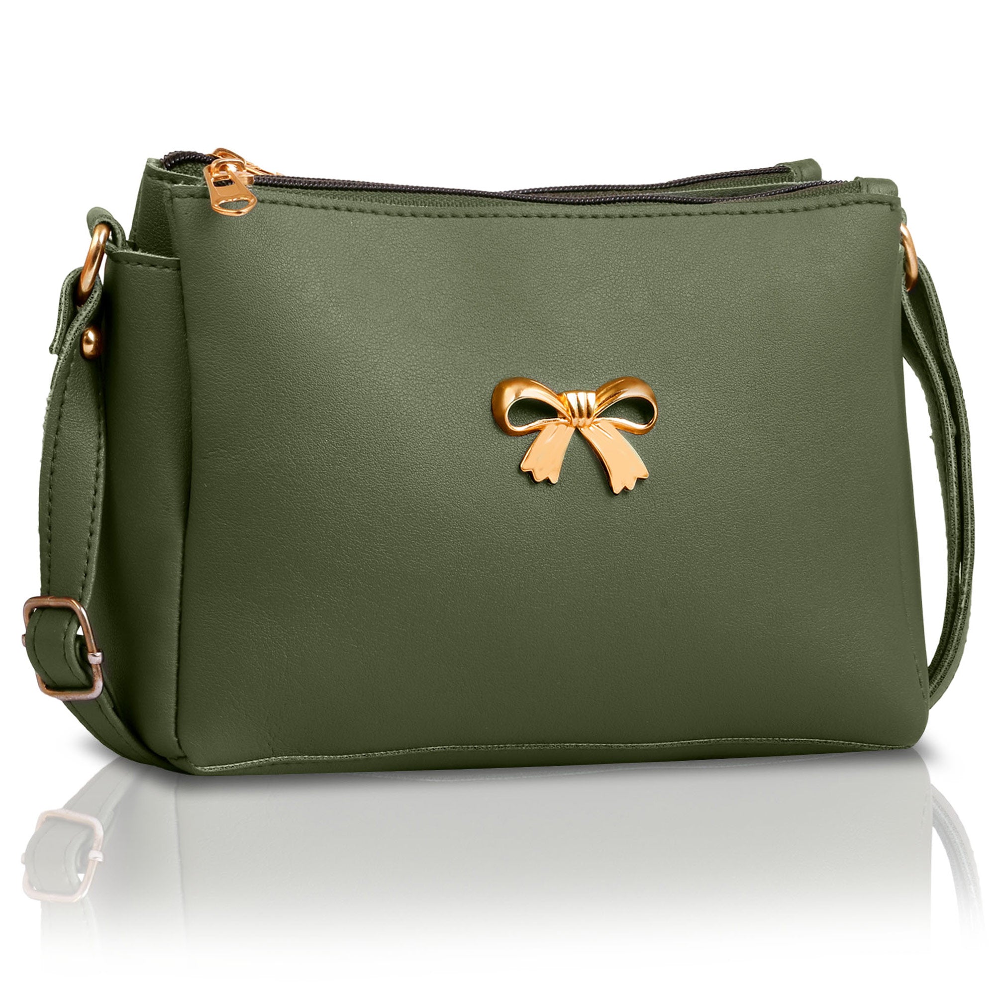 TMN - Women Green Vegan Leather Sling Bag