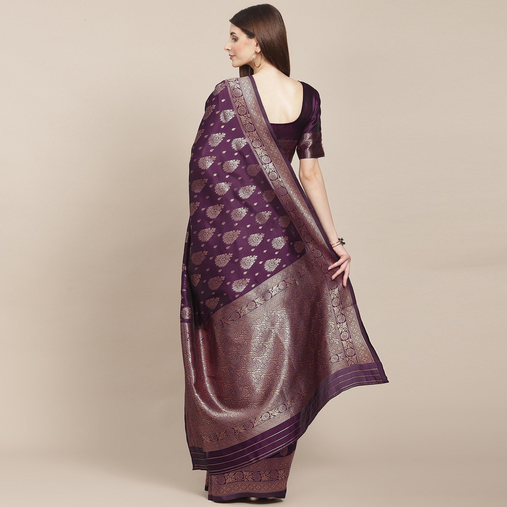 Purple Woven Banarasi Silk Saree