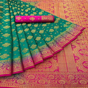Green Woven Banarasi Silk Saree