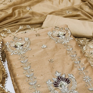 Chikoo Sequins Embroidered Modal Dress Material