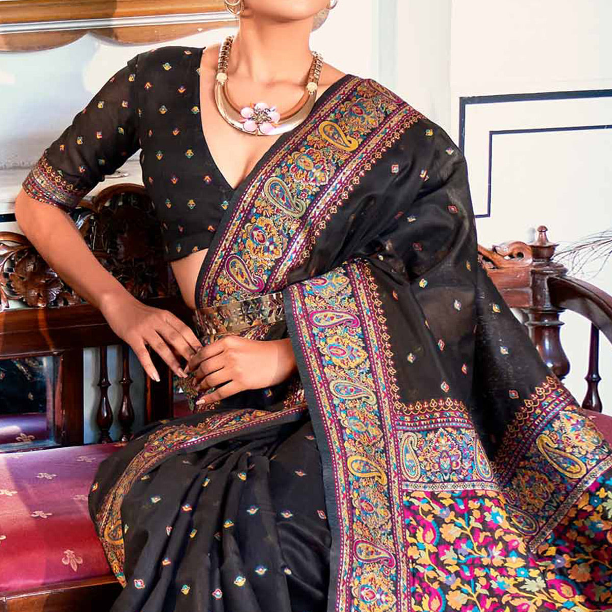 Black Woven Modal Saree