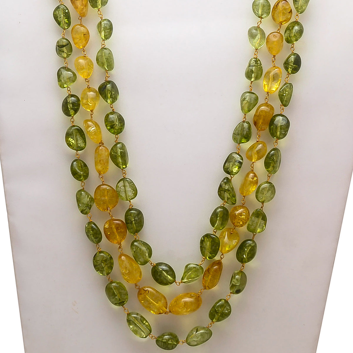 Green And Yellow Un-Shaped Stones Mala