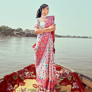 Off White Woven Pashmina Silk Saree