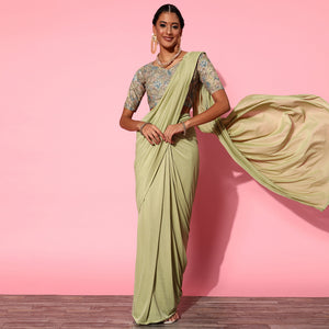 Green Solid Art Silk Saree