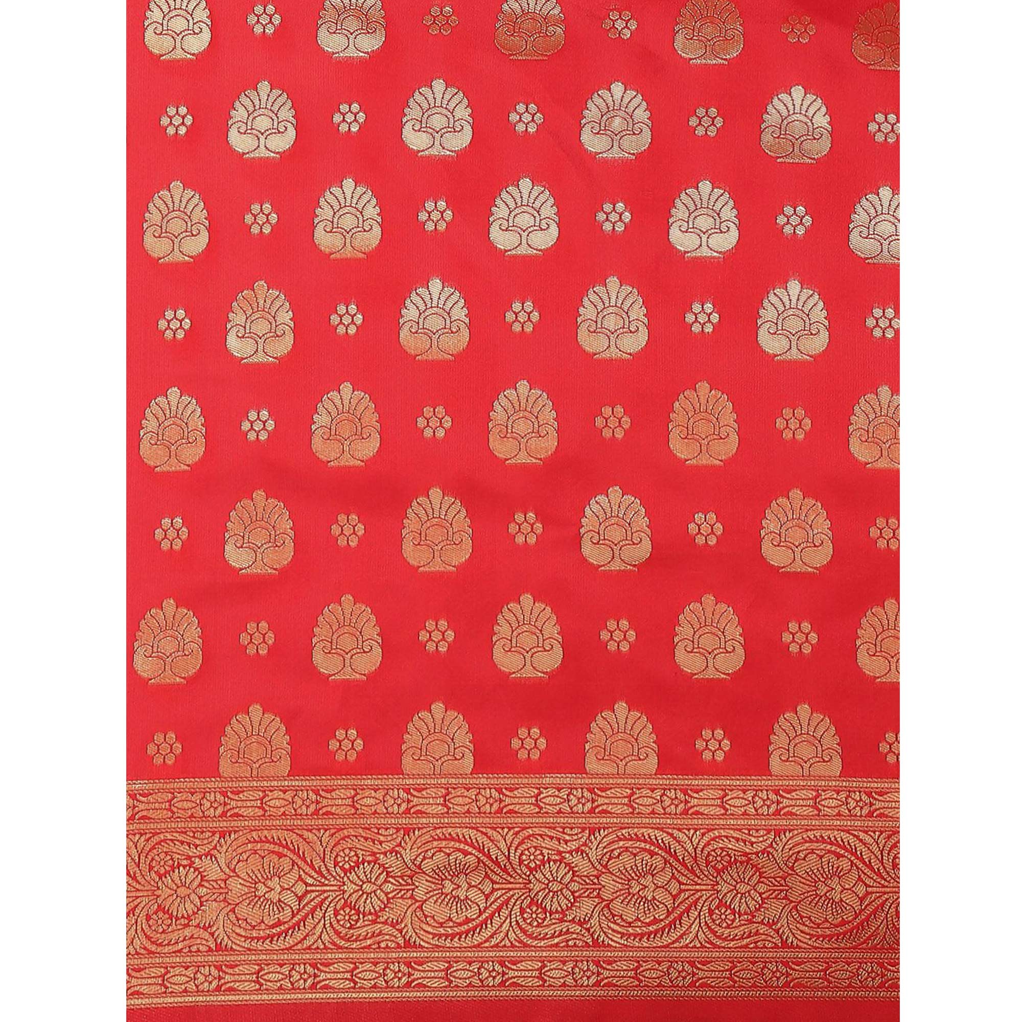 Red Woven Banarasi Silk Saree