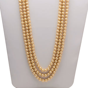 Golden Round Shape Pearl Neckline