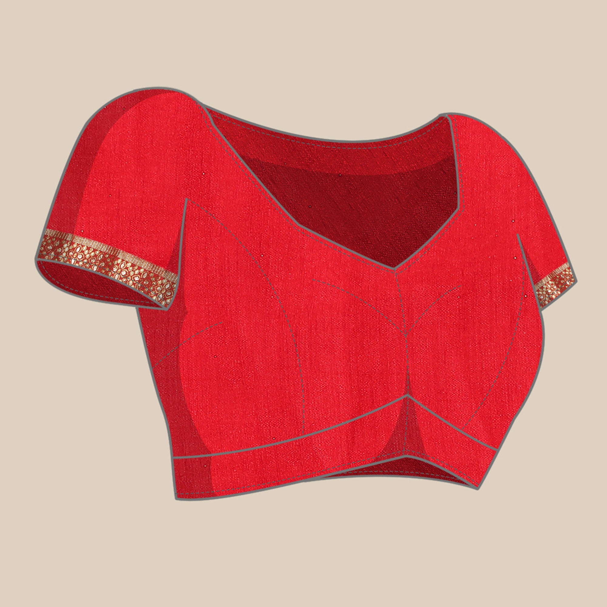 Light Orange Floral Foil Printed Vichitra Silk Saree