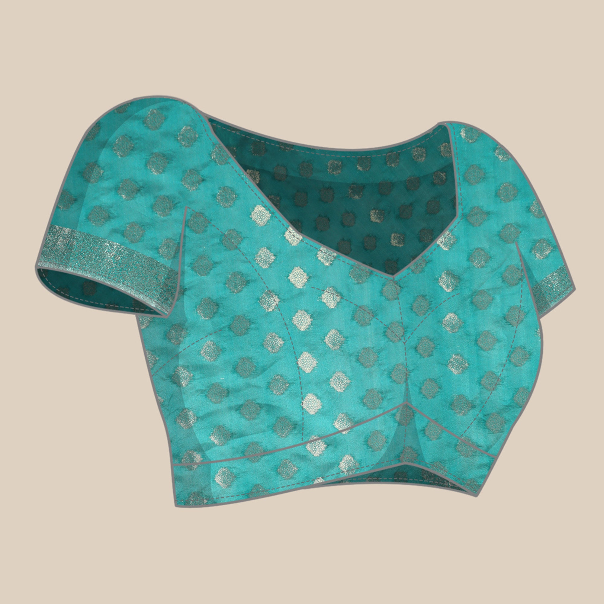 Turquoise Woven Organza Silk Saree With Tassels