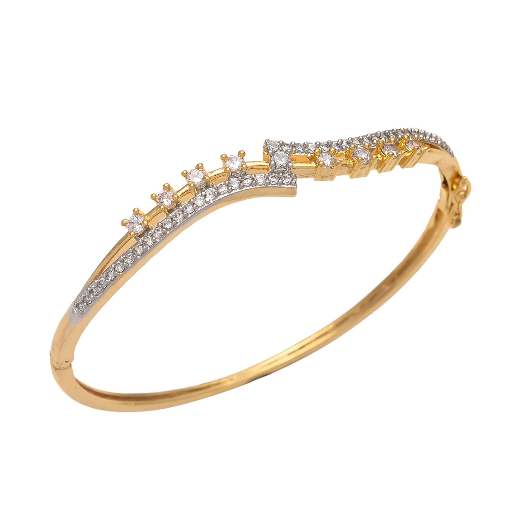 Gold Polish American Diamond Sleek Bracelet