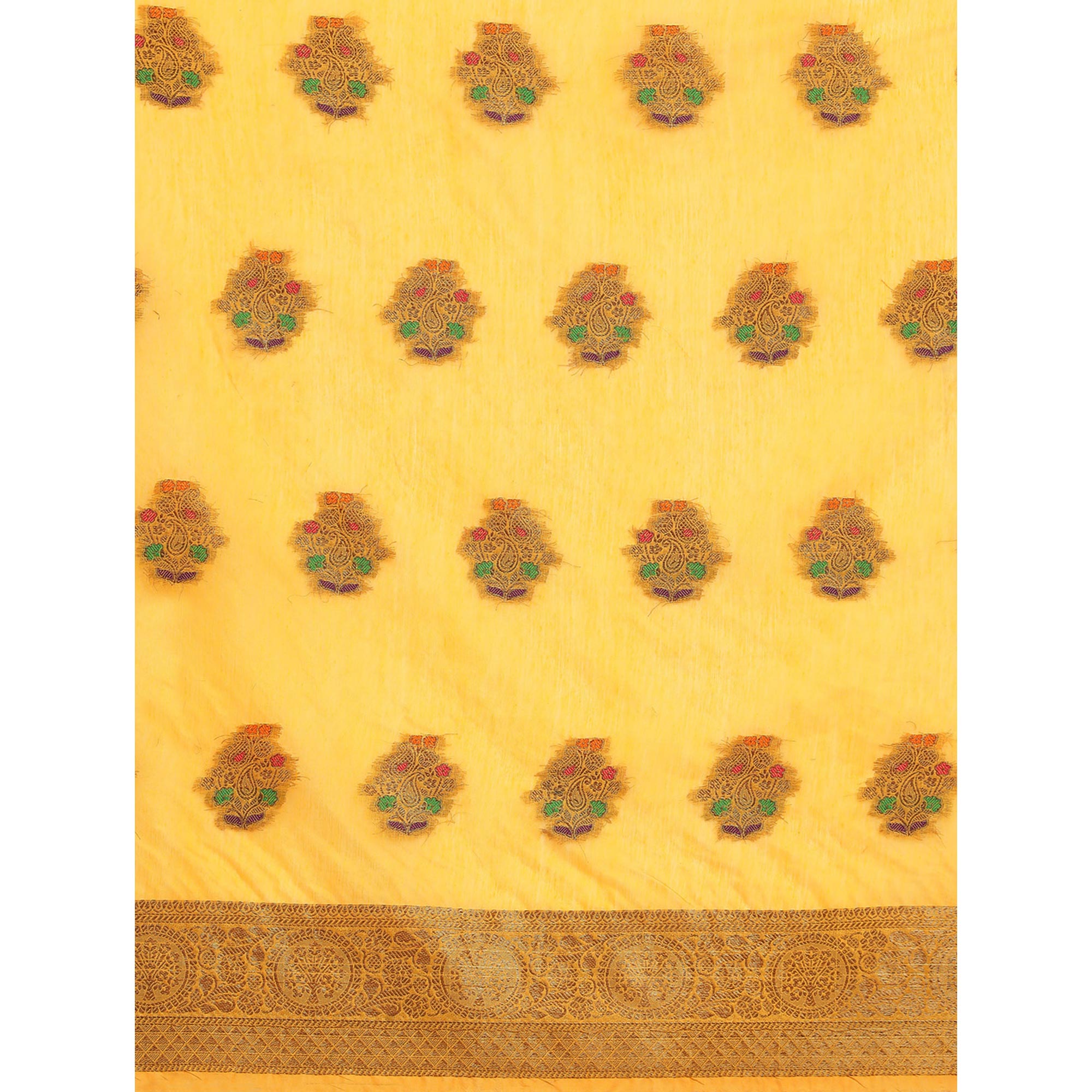 Yellow Woven Cotton Silk Saree