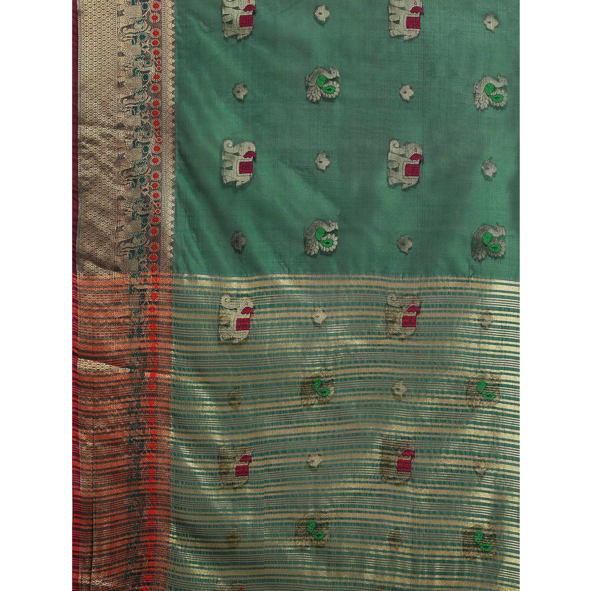 Rama Woven Organza Saree