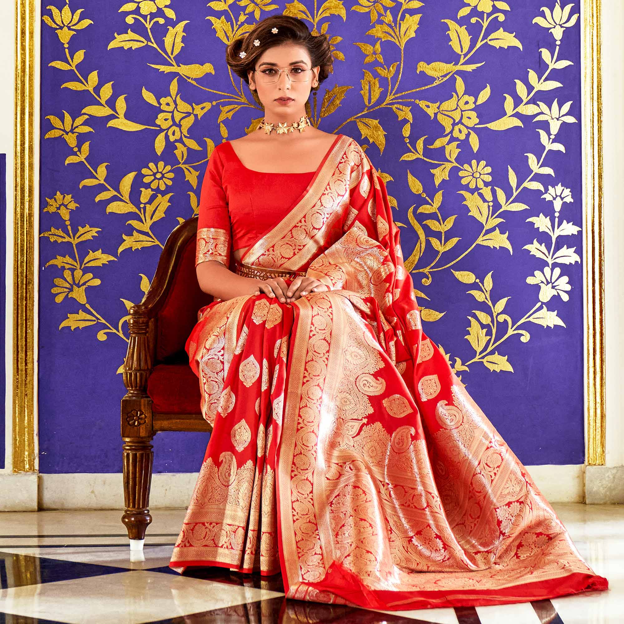 Red Woven Pure Silk Saree