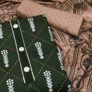 Green Printed Pure Cotton Dress Material